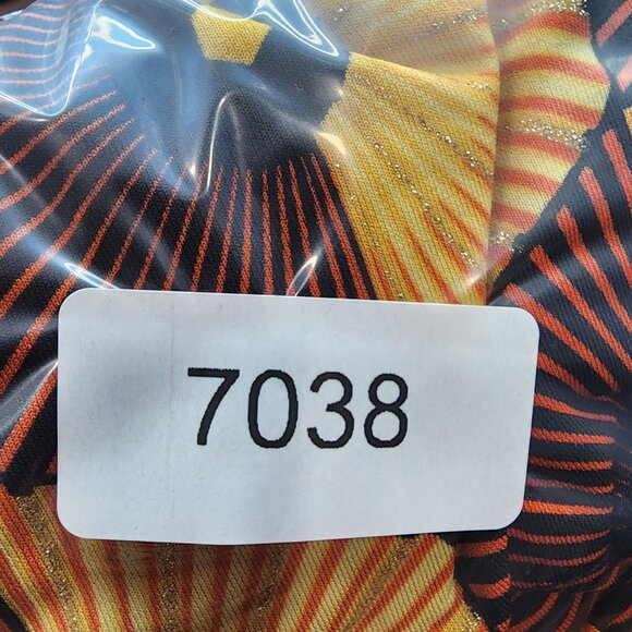 Womens Yellow Black Madison Geometric Patterned Top Puff Sleeve Keyhole Neck XL - Picture 8 of 8